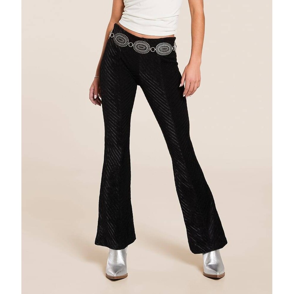 Free People Whimsigoth Witchy Velvet Flare Pants Size S Black Corduroy Party NWT